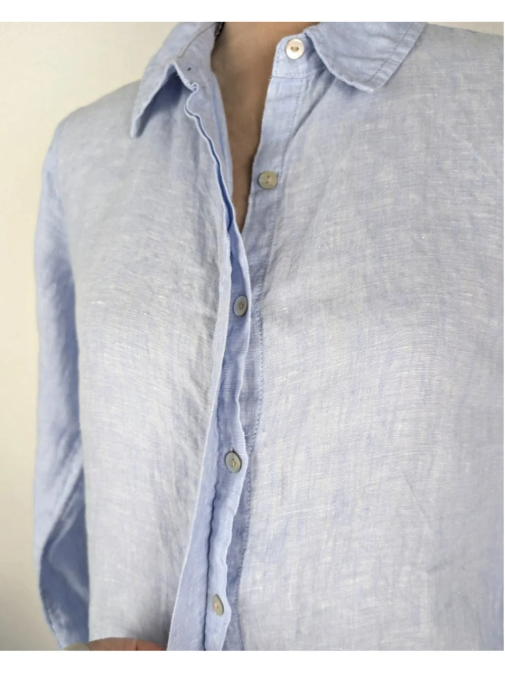 Tahari Linen Tunic Blouse Shirt Sz S Blue Classic Nautical Beachy Coastal - Picture 4 of 9
